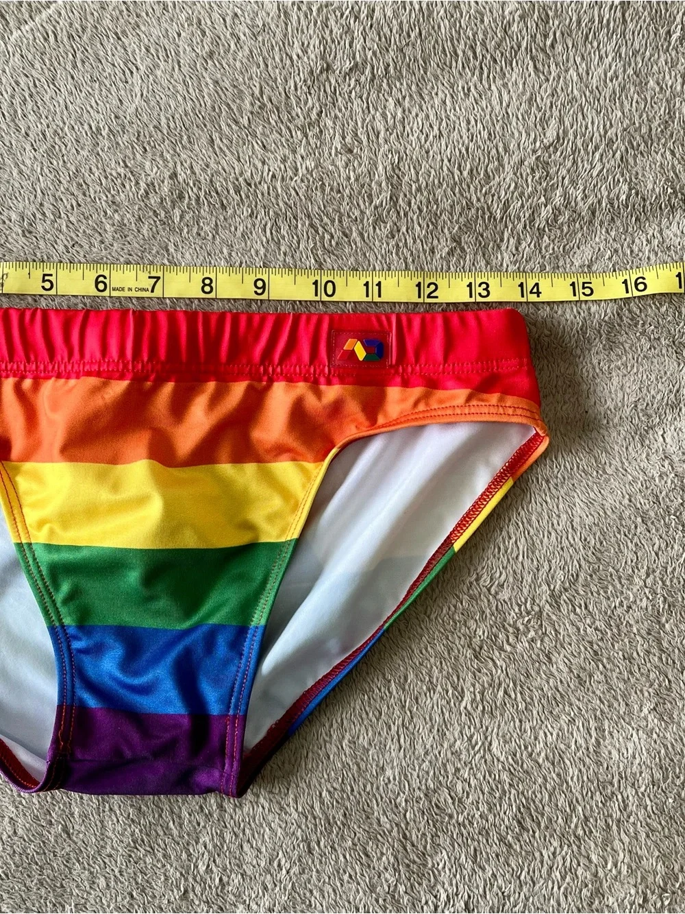 Addicted Brands Colorblock Men's Swim Brief in Red, Orange & Yellow - Picture 5 of 6